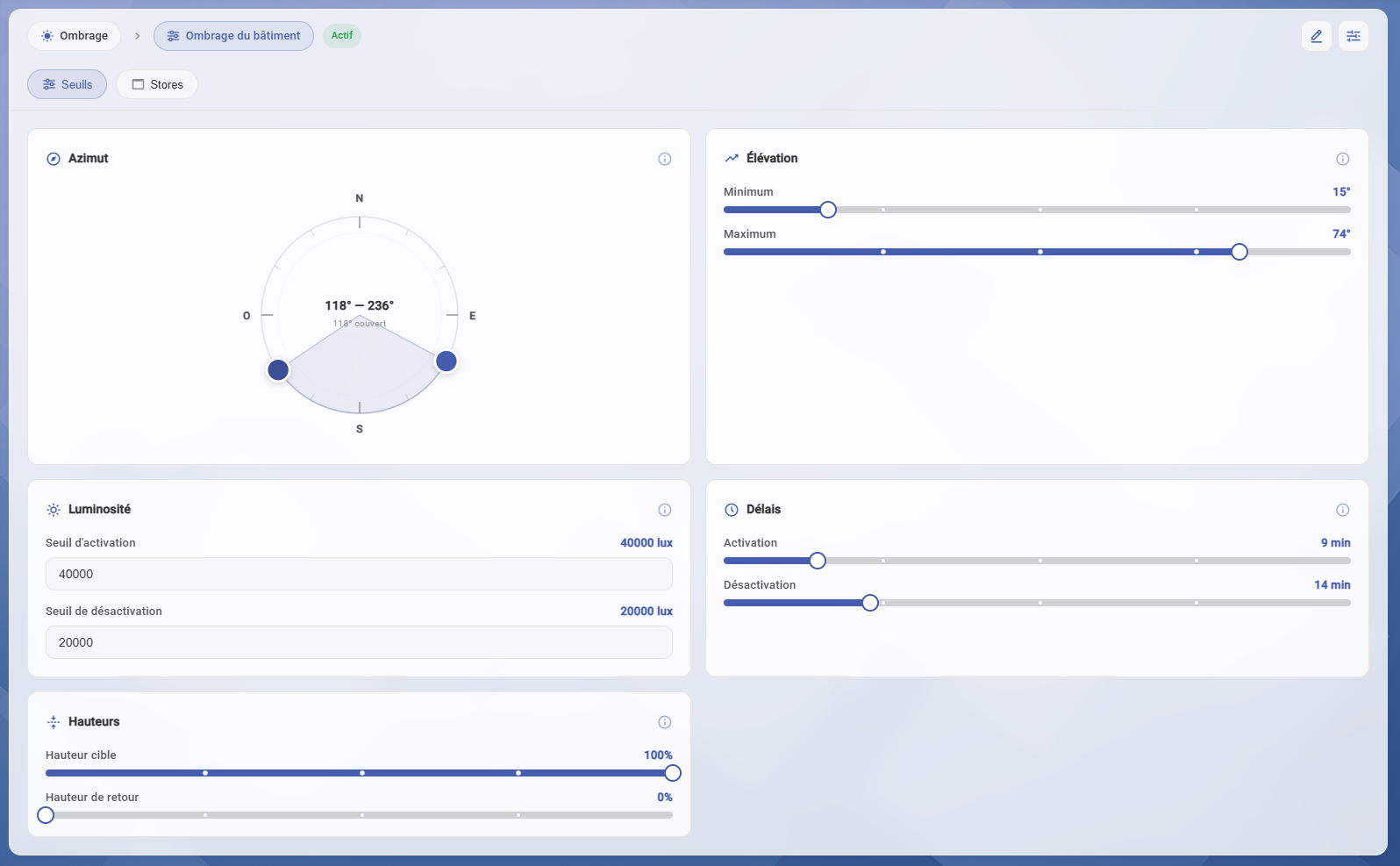 Gestion des ombrages